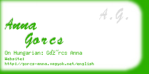 anna gorcs business card